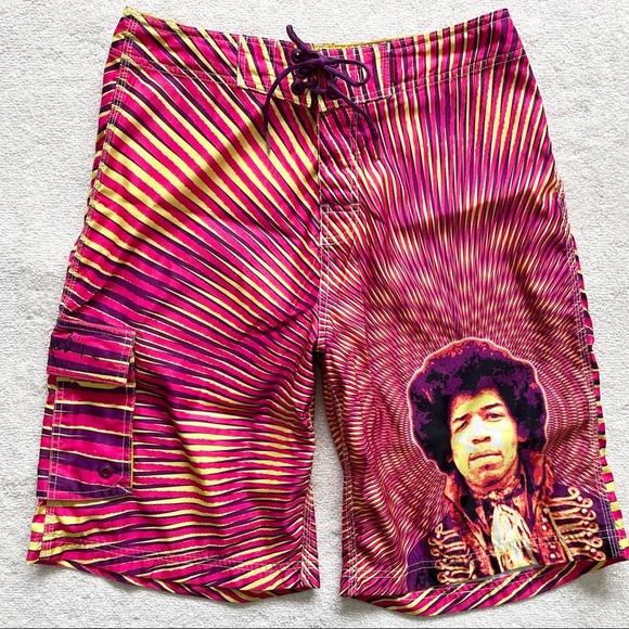 DRAGONFLY JIMI HENDRIX Psychedelic Board Shorts Size 32 Street Wear - Picture 11 of 11